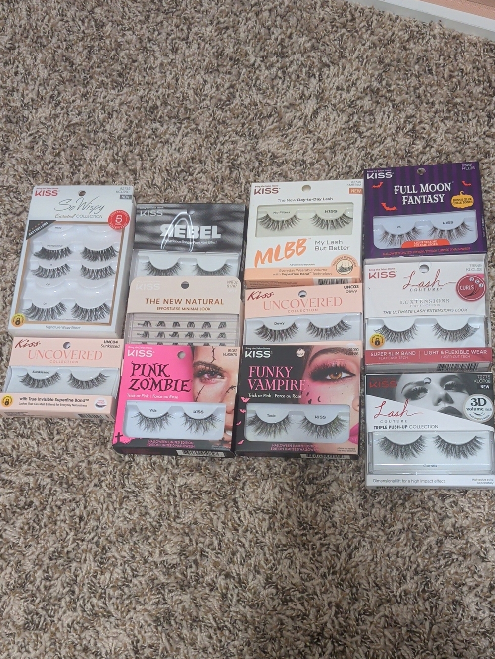 Kiss 11 Pack Assorted False Eyelashes Set Natural Wispy Uncovered Couture